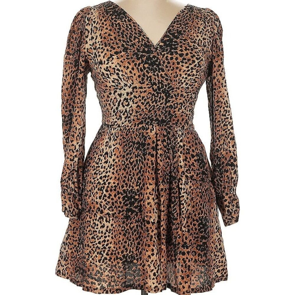Trashy Diva leopard print "Bianca" long-sleeve mini-dress RARE VTG 50s Designer